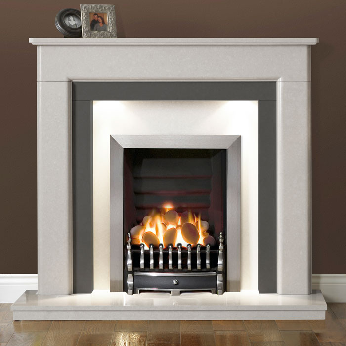 Gallery Riverslea 48" Arctic White Marble Fireplace Suite