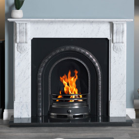 Gallery Kingston Carrara Marble Fireplace with Henley Cast Iron Arch